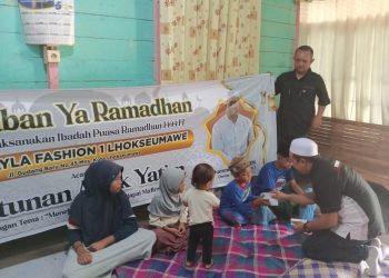 Bakal calon legislatif (Bacaleg) DPRK Aceh Utara Dapil 2 Muhammad Aswadi menggelar acara buka puasa bersama dan santunan Anak Yatim, Sabtu 08 April 2023