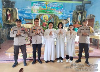Polsek SS III bersama forkopimcam SS III dan Semendawai Timur Kabupaten OKU Timur menggelar kegiatan pengamanan gereja, dalam rangka ibadah Hari Raya Paskah tahun 2023