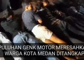 Tim Sat Reskrim Polrestabes Medan bersama Polda Sumut menangkap kawanan geng motor yang meresahkan masyarakat saat berkonvoi