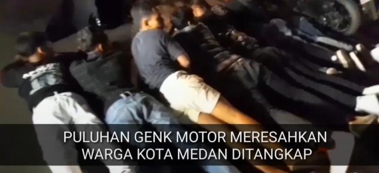 Tim Sat Reskrim Polrestabes Medan bersama Polda Sumut menangkap kawanan geng motor yang meresahkan masyarakat saat berkonvoi