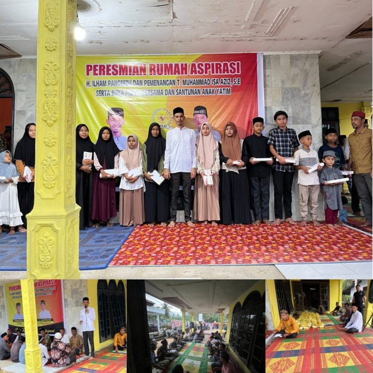 Buka puasa bersama dan santuni anak yatim warnai peresmian rumah aspirasi Anggota DPR RI Fraksi Golkar, H Ilham Pangestu dan Rumah Pemenangan T Muhammad Isa Aziz, SE Rabu 18 April 2023