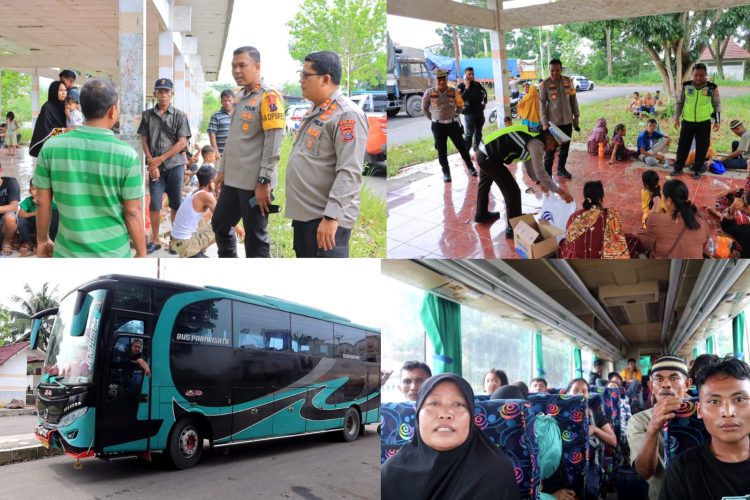Kapolres Labuhan Batu mendapati 40 orang dewasa dan anak-anak yang Menumpang Truk tronton dari Pekanbaru Riau Hendak Mudik Lebaran di Sumatera sedang beristirahat di pelataran terminal Bus jalan Baru by pass Rantau Prapat, Kamis (20/04/2023)
