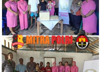 Kapolsek Tasifeto Timur, IPDA. MAHRIM, SH didampingi Ketua Bhayangkari Ranting Tasifeto Timur (Tastim) Ny. Kasmawati Mahrim dan pengurus Ranting Tastim melakukan kunjungan kepada anak dengan kondisi kurang gizi dan stunting