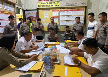 Tim Wasops Itwasda Polda Kep. Babel dipimpin AKBP Agus Siswanto S.H S.IK M.H selaku ketua tim Bersama anggota hadir di Polres Bangka Barat, Sabtu (29/04/23)