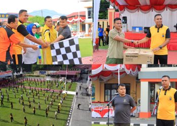 Polres Labuhanbatu, Kodim 0209/LB, Forkopimda Labuhanbatu dan Labuhanbatu Utara menggelar Halal Bi Halal dan Olahraga Bersama di Mako Polres Labuhanbatu