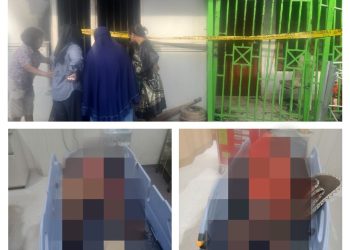 Dua anak, B (3) dan A(5) tewas terbakar di dalam kamar di Perumahan Minimalis Jalan Selamat Pulau Lingkungan VI Kelurahan Sitirejo 3 Kecamatan Medan Amplas terbakar, Rabu (3/5/2023). (Foto: mitrapolri.com/ Tumpal Manik)