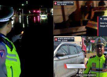 Banjir yang melanda Jalinsum Kel. Bandar Durian Kec. Aek Natas Kab. Labuhanbatu Km. 253-254 Medan-Rantauprapat pada hari Rabu malam (03/05/ 2023)