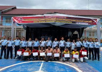 Keluarga Besar Lembaga Pemasyarakatan (Lapas) Narkotika Kelas IIA Pematangsiantar menggelar acara syukuran Hari Bhakti Pemasyarakatan ke-59 bersama warga binaan