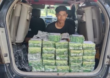 Lukman diamankan personel Polda Sumut beserta barang bukti sabu seberat 27 Kg, Rabu (10/5/2023) (Foto Dok/ Polda Sumut)