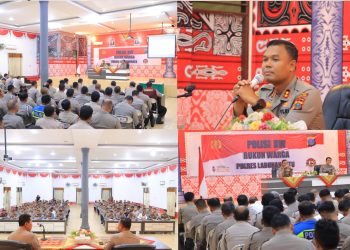 Kapolres Labuhanbatu AKBP James H. Hutajulu, SIK., SH., MH., MIK sampaikan arahan dan penekanan kepada Polisi RW Polres Labuhanbatu, Kamis (11/05/2023)