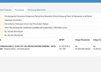 Tender Paket Pengaman Pantai Kota Meulaboh yang bersumber dana APBN tahun 2023