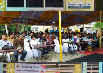 Sosialisasi dan Peresmian Rumah Posko Pemenangan Mangihut Sinaga, SH.MH Calon DPR RI dari Partai Golkar Daerah Pemilihan (Dapil) 3 Sumatera Utara di Jalan Asahan Nomor 99, Kecamatan Siantar Timur, Kota Pematang Siantar
