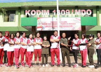 Kodim 1309 Mando bersama Polresta Manado menyelenggarakan olahraga bersama di Makodim 1309 Manado