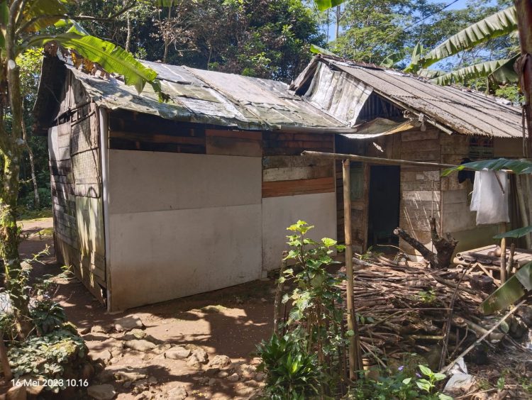 Rumah pak RAPINGUN yang terletak di desa campakoah rt 01 rw 01 kecamatan mrebet kabupaten purbalingga di antara rumah rumah di sekeliling nya tergolong rumah yang kurang layak