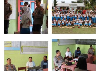 Kapolres Dairi AKBP Wahyudi Rahman, SH, SIK,MM bersama Personil Bhabinkamtibmas Polres Dairi mengelar kegiatan Goes To School dalam Program Jum’at Curhat