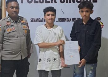 Polsek Singkil yang mempertemukan warganya yang berselisih di Polsek Singkil, Rabu (24/5/2023)