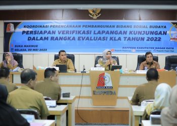 Pemerintah Kabupaten Nagan Raya gelar Rapat Koordinasi (Rakor) Persiapan Verifikasi Lapangan Evaluasi (VLE) Kabupaten Layak Anak (KLA) Tahun 2022, berlangsung di Aula Bappeda, Selasa 30/5/2023.