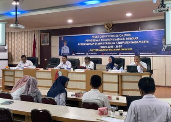 Badan Perencanaan Pembangunan Daerah (Bappeda) Kabupaten Nagan Raya menggelar Focus Group Discussion (FGD) Penyusunan Dokumen Evaluasi Rencana Pembangunan Jangka Panjang Daerah (RPJPD) Tahun 2005-2025 Tahun Anggaran 2023.