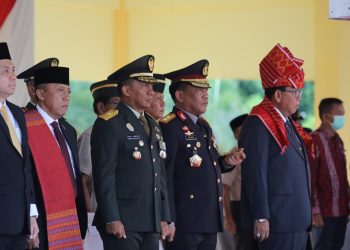 Kapolda Sumut Irjen Pol RZ Panca Putra Simanjuntak menghadiri upacara Peringatan Hari Lahir Pancasila Provinsi Sumatera Utara, Kamis (1/6/2023) di Lapangan Astaka Medan. (Foto Dok/ Polda Sumut)