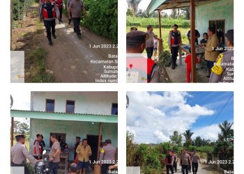 Personil Sat Sampata Polres Dairi lakukan Patroli dialogis di Kelurahan Panji Dabutar Kecamatan Sitinjo Kabupaten Dairi, Kamis (01-06-2023) antisipasi berkembang Guantibmas terkait kejadian pembunuhan yang terjadi pada Kamis sekira pukul 09.00 wib.