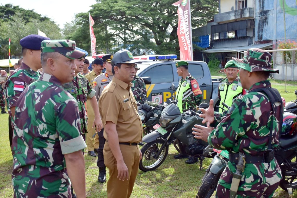 Kodim 0112 Sabang bersama Pemerintah Kota Sabang, TNI Polri, unsur Forkopimda dan elemen masyarakat lainnya, melaksanakan apel gelar pasukan latihan penanggulangan bencana alam secara terintegrasi tahun 2023.