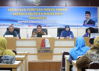 Bappeda Kabupaten Nagan Raya menggelar Sosialisasi Pemetaan Indeks Inovasi Daerah Kabupaten Tahun 2023 di Aula Bappeda, Kompleks Perkantoran Suka Makmue, Selasa (6/6/2023)