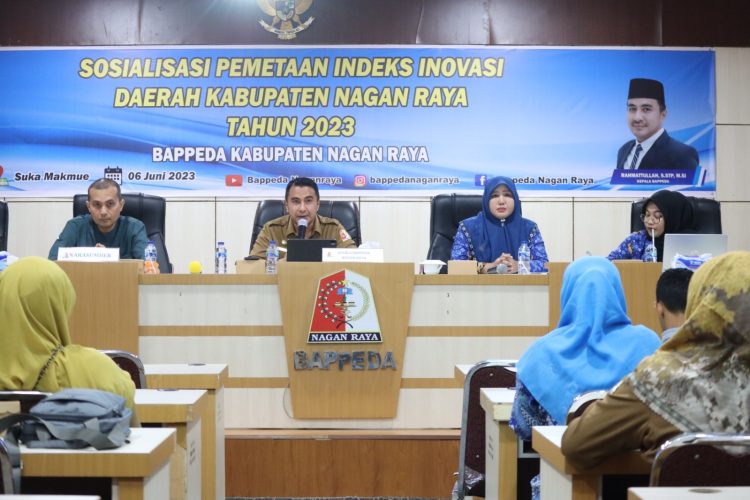 Bappeda Kabupaten Nagan Raya menggelar Sosialisasi Pemetaan Indeks Inovasi Daerah Kabupaten Tahun 2023 di Aula Bappeda, Kompleks Perkantoran Suka Makmue, Selasa (6/6/2023)