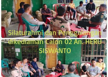 Kapolsek SS III, Danramil dan unsur Tripika Semendawai Timur gelar silaturahmi serta penggalangan, terhadap calon Kepala Desa Melati Agung pasca penghitungan hasil suara pilkades serentak tahun 2023 Kabupaten OKU Timur, Jum'at (9/6/2023).