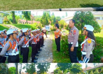 Satlantas Polres Simalungun melaksanakan kegiatan Pelatihan Pocil Persiapan Lomba dalam Menyambut HUT Bayangkara ke 77 di SD Plus Balata Kecamatan Jorlang Hataran