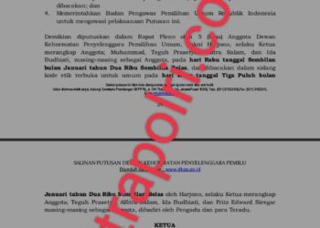Daftar Nama-nama yang Terbukti Melakukan Pelanggar Kode Etik dan pada lembaran bahagian MEMUTUSKAN nomor urut 2.