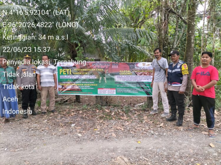 Sat Reskrim Polres Nagan Raya, mewarning pelaku Pertambangan Emas Tanpa Izin (PETI) serta pelaku Ilegal Logging (Pembalakan Liar)