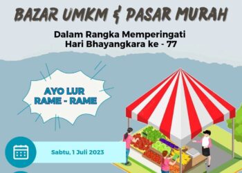 Pasar murah sembako dan bazar usaha mikro kecil menengah (UMKM) pada puncak peringatan Hari Bhayangkara ke-77 tahun 2023 Polda Jateng