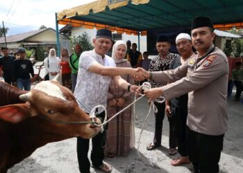 Polres Dairi Gelar Penyembelihan Hewan Qurban Idul Adha 1444 H Tahun 2023, Yang mengambil Thema "Idul Adha Menanamkan Nilai-Nilai Kepatuhan Dan Moralitas Guna Mewujudkan Polri Yang Presisi"