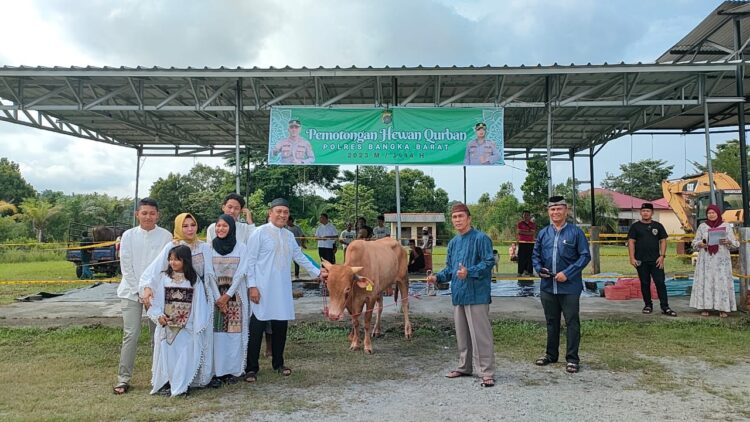 Polres Bangka Barat telah menggelar kurban dengan menyembelih 7 sapi dan 2 kambing. Acara ini dilaksanakan di halaman kantor Polres Bangka Barat. Kamis (29/06/2023).