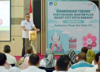 Bimbingan Teknis Tahap 1 Penyusunan Master Plan Smart City Kota Sabang dibuka Wali Kota Sabang Reza Fahlevi, di Aula Lantai IV Kantor Walikota Sabang, Rabu (5/7/23).