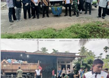 Polsek Paya Bakong Jajaran Polres Aceh Utara bersihkan sampah bersama Muspika setempat dan masyarakat yang digelar secara serentak seluruh indonesia dengan tema 'Peduli Lingkungan Bersihkan Sampah Serentak Bersama Polri'. Kamis 13 Juli 2023, Gampong Keude Paya Bakong.