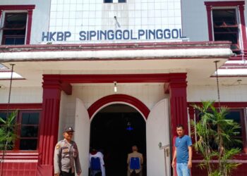 Personel turun langsung ke Gereja tempat ibadah untuk melaksanakan pengamanan dan patroli, Minggu (16/07/2023) sekira pukul 10.00 Wib.