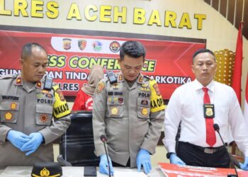 Kapolres Aceh Barat AKBP Andi Kirana S.I.K, M.H, yang didampingi Wakapolres Kompol Iswahyudi SH dan Kasat Narkoba AKP Erwo Guntoro SH,M.H, bertempat di Aula Polres Aceh Barat