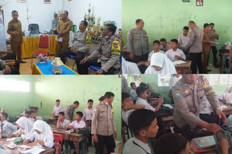 Sat binmas polres labuhanbatu melakukan kegiatan penyuluhan dan himbauan di sekolah SMP N 1 rantau selatan dan SMP N 2 Rantau selatan Kab. labuhanbatu, pada hari Senin (17/07/2023).