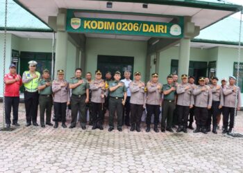 Kapolres Dairi AKBP Reinhard H. Nainggolan, SH, SIK, MM melakukan Kunjungan Silahturahmi ke Markas Kodim 0206 / Dairi Selasa pagi 18-07-2023.