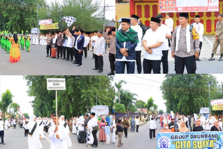 Wakapolres Labuhanbatu KOMPOL Drs. Hermansyah melepas kegiatan pawai taaruf yang dilaksanakan oleh Majelis Ulama Indonesia (MUI) Labuhanbatu bekerja sama dengan Kementrian Agama Labuhanbatu dalam rangka memperingati tahun baru Islam 1 muharram 1445 H (19/07/2023).