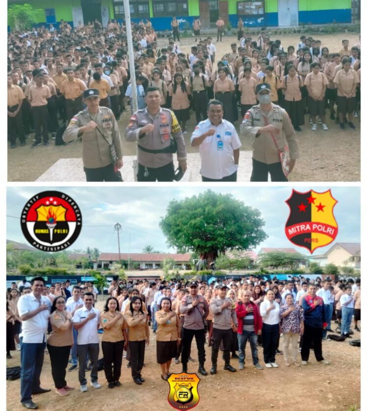 Pasukan DOBRAK Polsek Lobalain yang dipimpin langsung oleh Kapolsek Lobalain, IPDA. I Gede Putu Parwata, S.H melakukan sosialisasi di beberapa titik sekolah melalui program *Dobrak Go To School* Polsek Lobalain.
