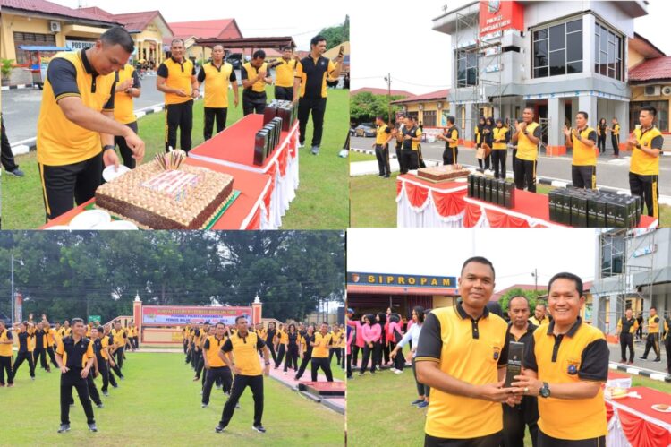 Polres Labuhanbatu melaksanakan Program Sabtu Sehat dan Perayaan Hari Ulang Tahun Personel Polres Labuhanbatu, yang dipimpin langsung oleh Kapolres Labuhanbatu, AKBP James H Hutajulu.