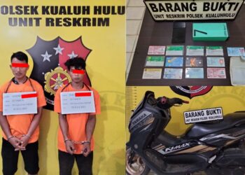 2 pelaku curas (pencurian dengan kekerasan) asal Kabupaten Asahan ditangkap Tim Reskrim Polsek Kualuh Hulu, Minggu (30/07/2023).