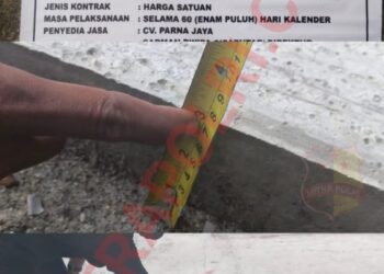 Kondisi Pembangunan Jalan Rabat Beton di Jalan Pertamina Gg. Buntu Kelurahan Pondok Sayur Kecamatan Siantar Martoba dengan Pagu Anggaran Rp 199.732.000 Pemenang tender oleh CV. Parna Jaya