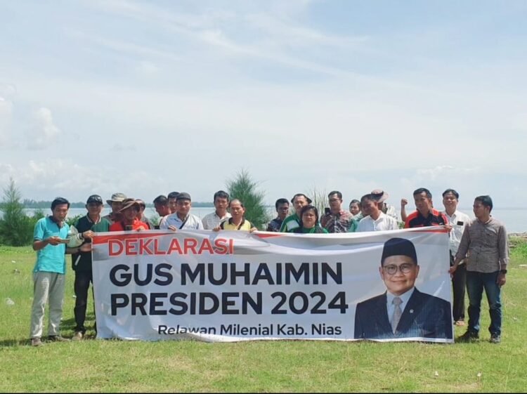 Relawan Milenial Kabupaten Nias laksanakan deklarasi mendukung Gus Muhaimin Iskandar Maju di Pilpres 2024 sebagai calon presiden RI 2024, bertempat di Desa Tagaule, Kecamatan Bawalato, Sabtu 29/07/2023.