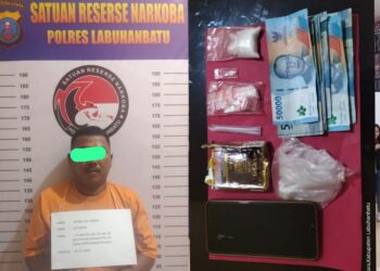 Pelaku pengedar inisial S alias WIWIK, Laki-laki 34 tahun, Islam, swasta, warga dusun Sidomulyo desa pangkalan Lunang kecamatan kualuh ledong, kabupaten Labuhanbatu Utara.