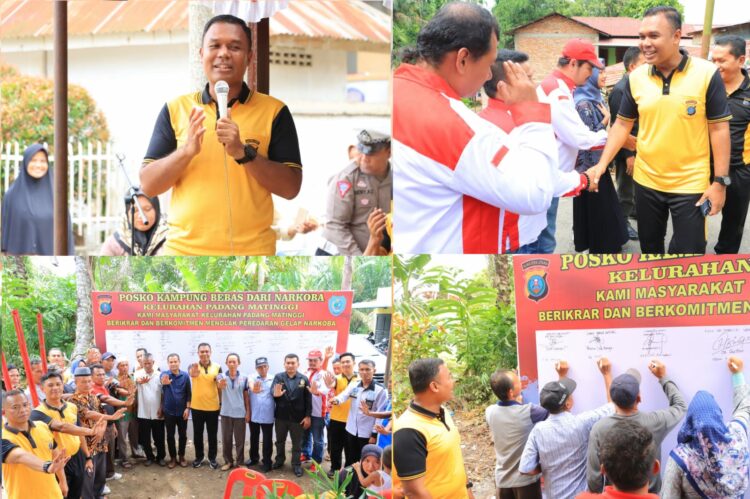 AKBP JAMES H HUTAJULU S.I.K., S.H., M.H., M.I.K. saat menghadiri kegiatan bansos, di Posko Kampung Bebas dari Narkoba (KBN) di Lingkungan Bangunan, Kelurahan Padang Matinggi, Kecamatan Rantau Utara, Labuhanbatu, Sabtu (12/08/2023).