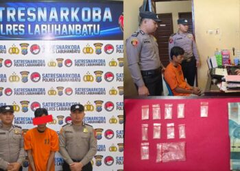 Sat Narkoba Polres Labuhanbatu berhasil menangkap seorang pengedar narkoba jenis sabu di Gang Amaliyah, Jalan Padang Bulan, Kelurahan Padang Bulan Kecamatan Rantau Utara, Labuhanbatu, Sabtu (12/08/2023) dini hari, sekira pukul 01.30 Wib.