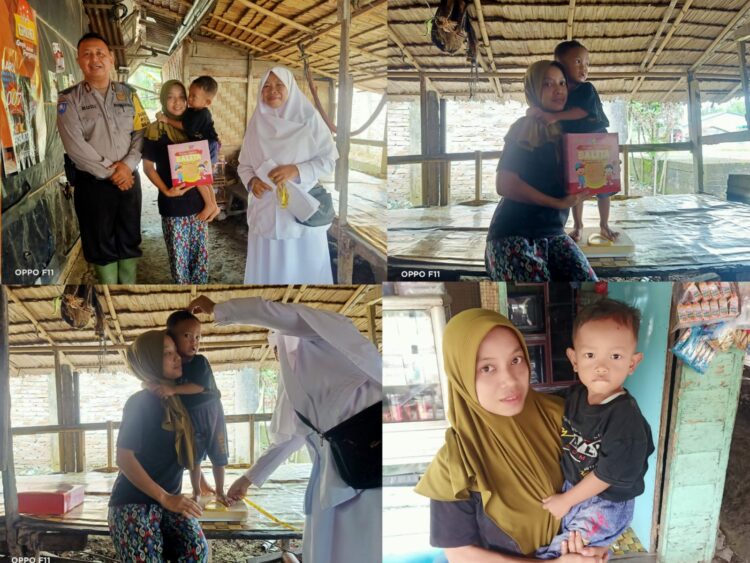 Tim Terpadu Stunting Kecamatan Bilah Hilir kunjungi warga yang anaknya terindikasi stunting, Senin (21/08/2023).
